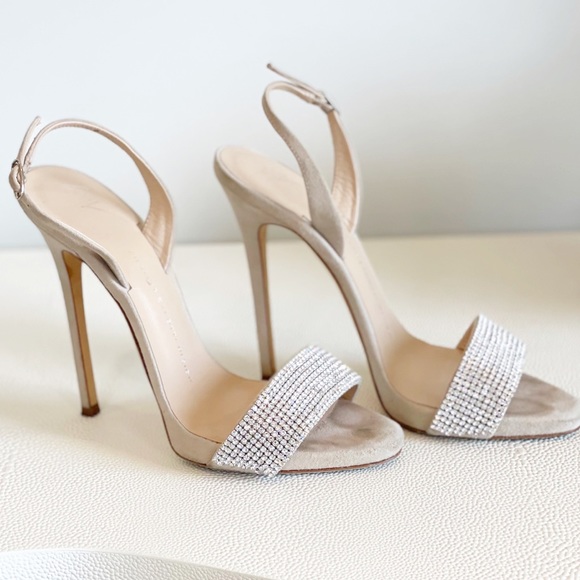 GUISSEPE ZANOTTI Nude Crystal Sophie Sandals 37.5 - Picture 5 of 10